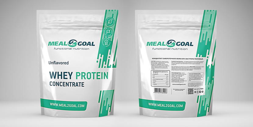упаковка дой-пак (21х26 см) для Meal2Goal - Универсальный дизайн упаковки (пакет дой-пак) для линейки продуктов функционального и спортивного питания.