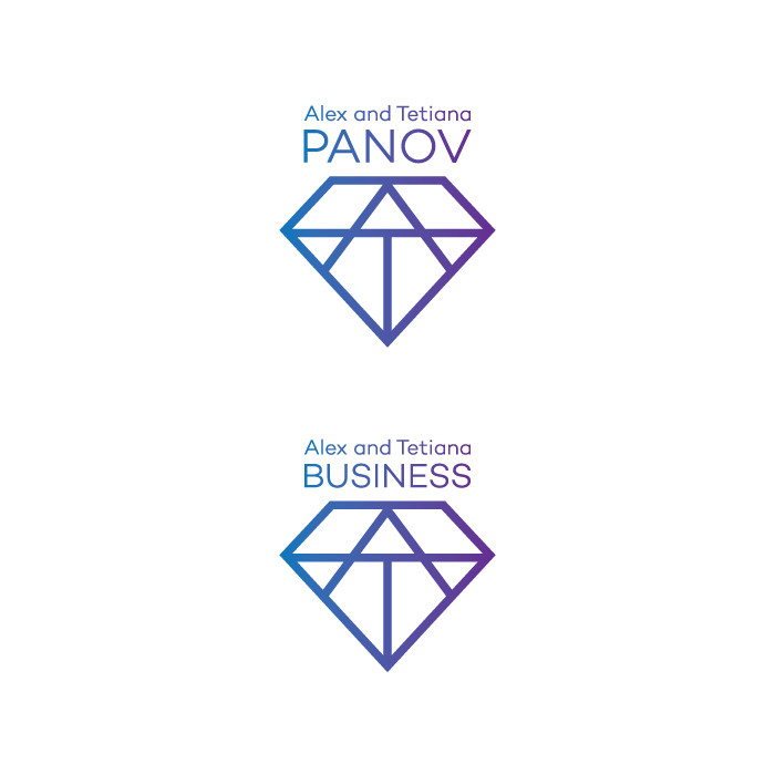 В форму бриллианта вписаны инициалы А Т - Разработка логотипа для компании  Alex and Tetiana Panov (Сфера деятельности – лидерство, прямые продажи, развитие личности, обучение. )