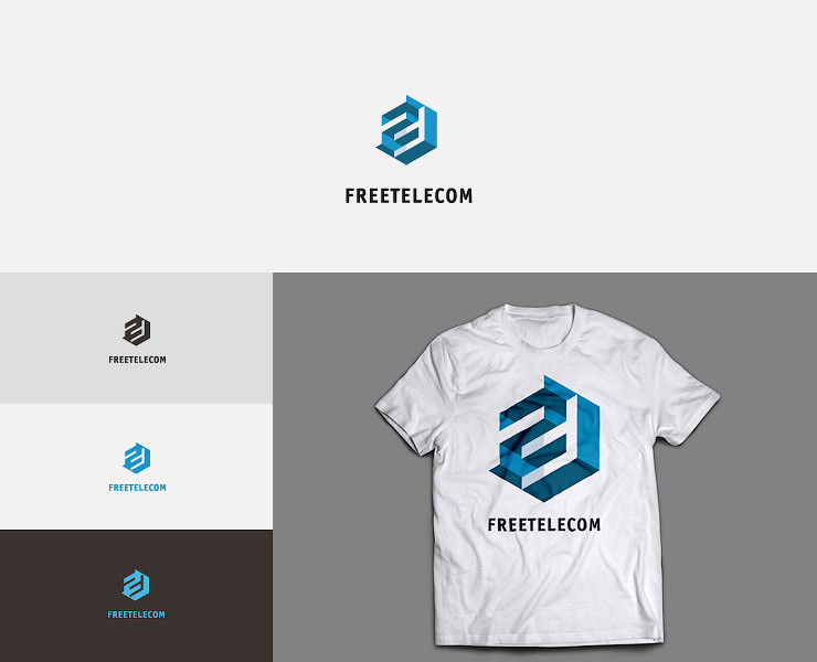 FreeTelecom - Разработка фирменного стиля компании (логотип, фирменные футболки и кепки,кружки,ручки,бланк компании) и подобрать шрифты для использования компанией