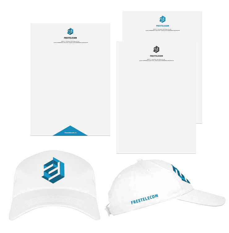 freetelecom - Разработка фирменного стиля компании (логотип, фирменные футболки и кепки,кружки,ручки,бланк компании) и подобрать шрифты для использования компанией