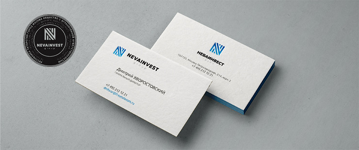 Нева Инвест Групп - Фирменный стиль инвестиционно-торговой компании (Логотип, визитки, бланк компании, печать, подобрать фирменные цвета и шрифты)