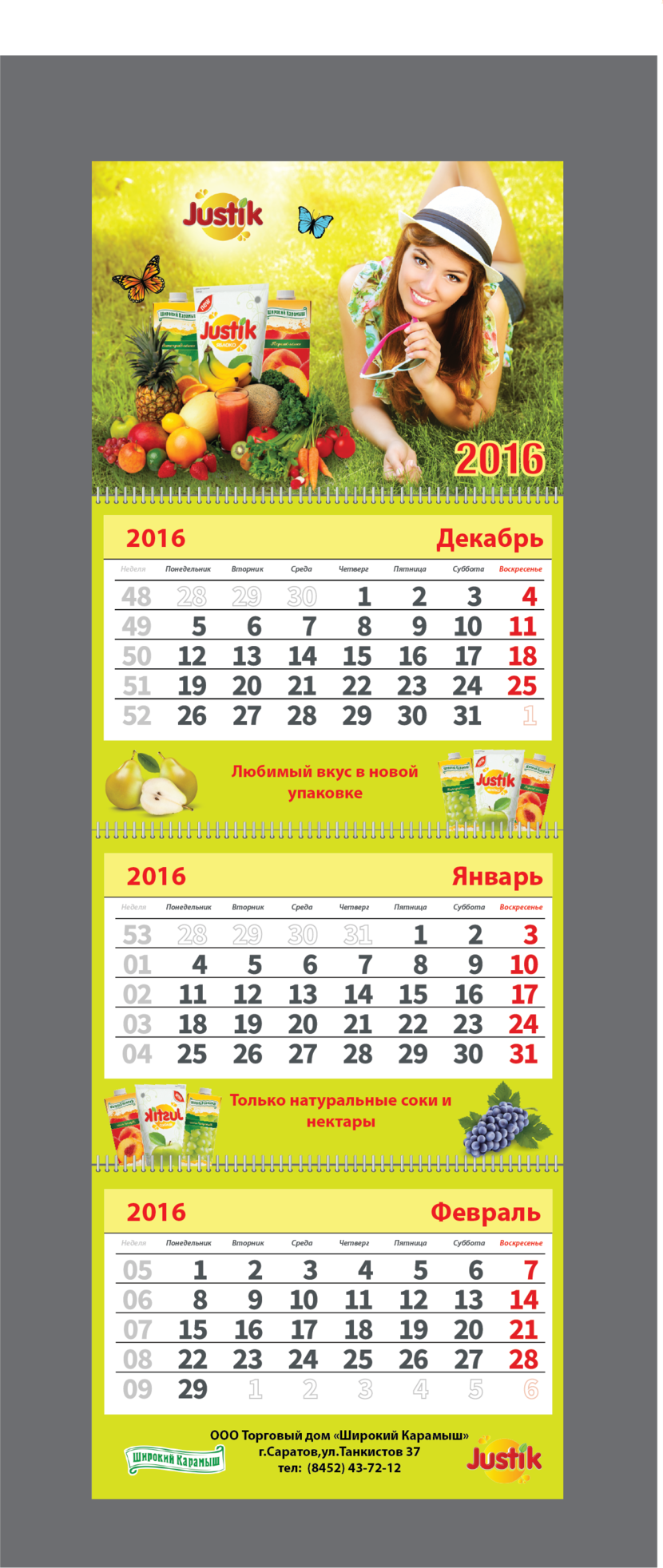 3 - Календарь соки JUSTIK 0.2ml ( Широкий Карамыш)
