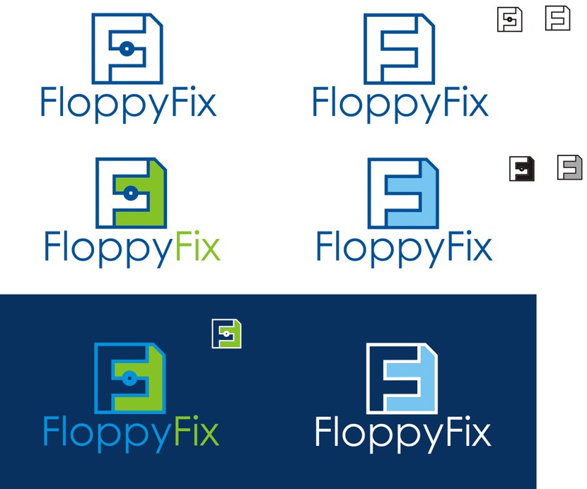 Стилизованная дискета, состоящая из букв FF. Варианты. - Создание фирменного стиля для компьютерной фирмы FloppyFix