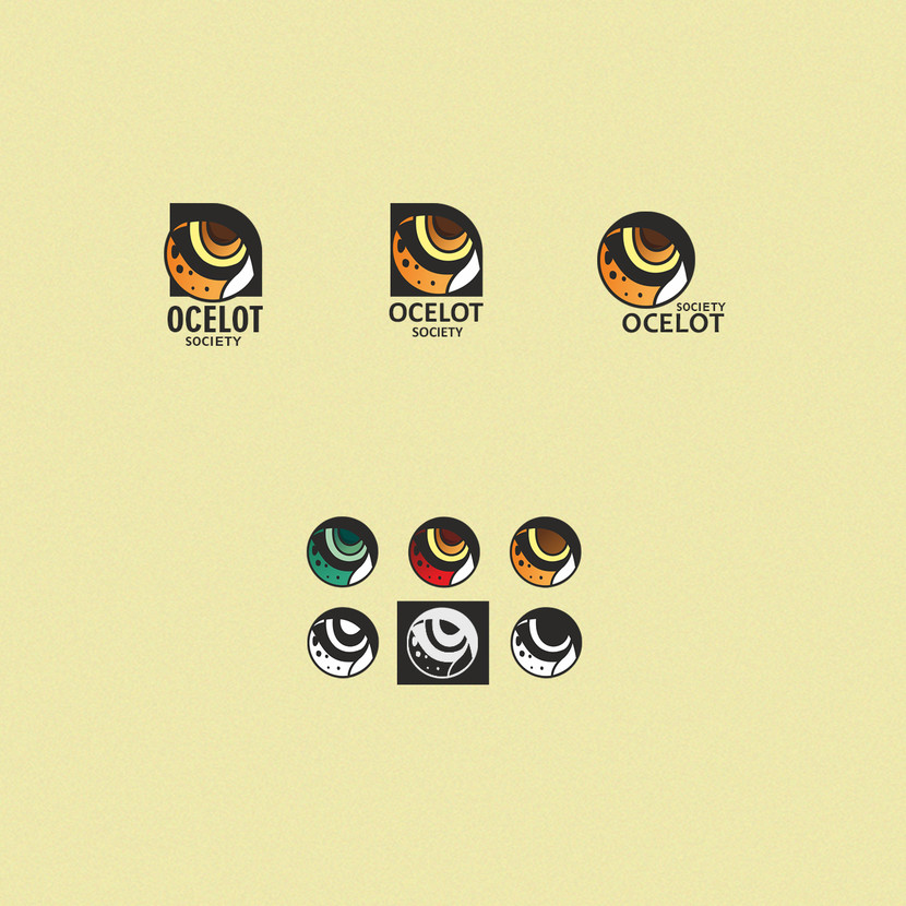Разработка логотипа. Варианты формы, цвета и шрифта. - Логотип для парижской студии разработки видеоигр Ocelot Society