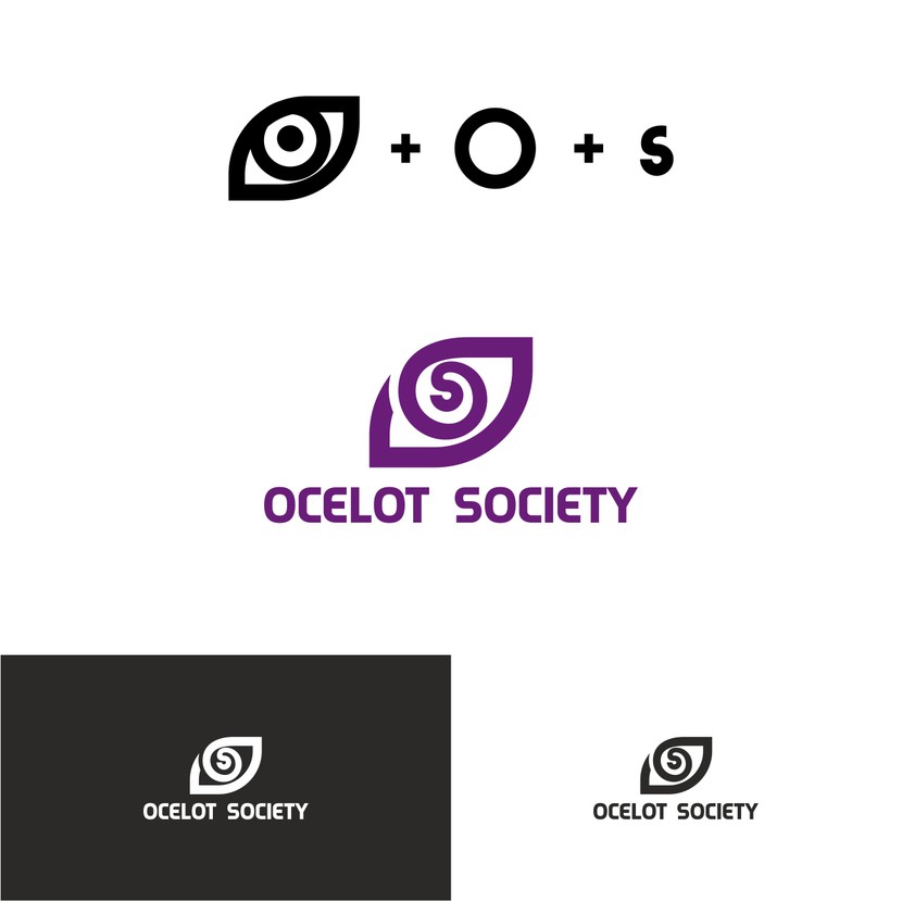 Лого состоит из глаза оцелота ( всевидящее око, только кошачье), и букв "О" и "S". - Логотип для парижской студии разработки видеоигр Ocelot Society