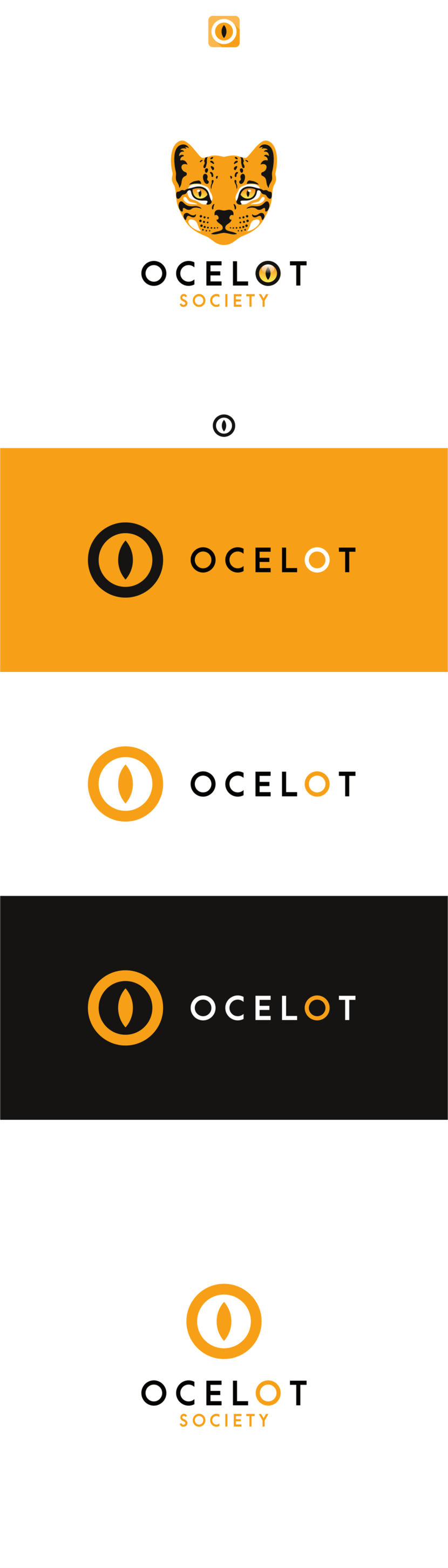 По сути в данной концепции логотипом (знаком, иконкой в том числе) является стилизованная О в виде глаза Оцелота. Иллюстрация же мордочки, скажем полным графическим вариантом знака))) - Логотип для парижской студии разработки видеоигр Ocelot Society