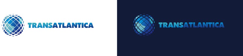Стилизованный "объемный" земной шар в сетке параллелей-меридианов морских цветов. - Логотип для компании TRANSATLANTICA