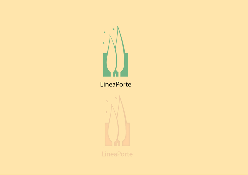 Пример с ровными краями и эффектом тиснения (объёмная печать) - Создание логотипа для фабрики дверей «LINEAPORTE».