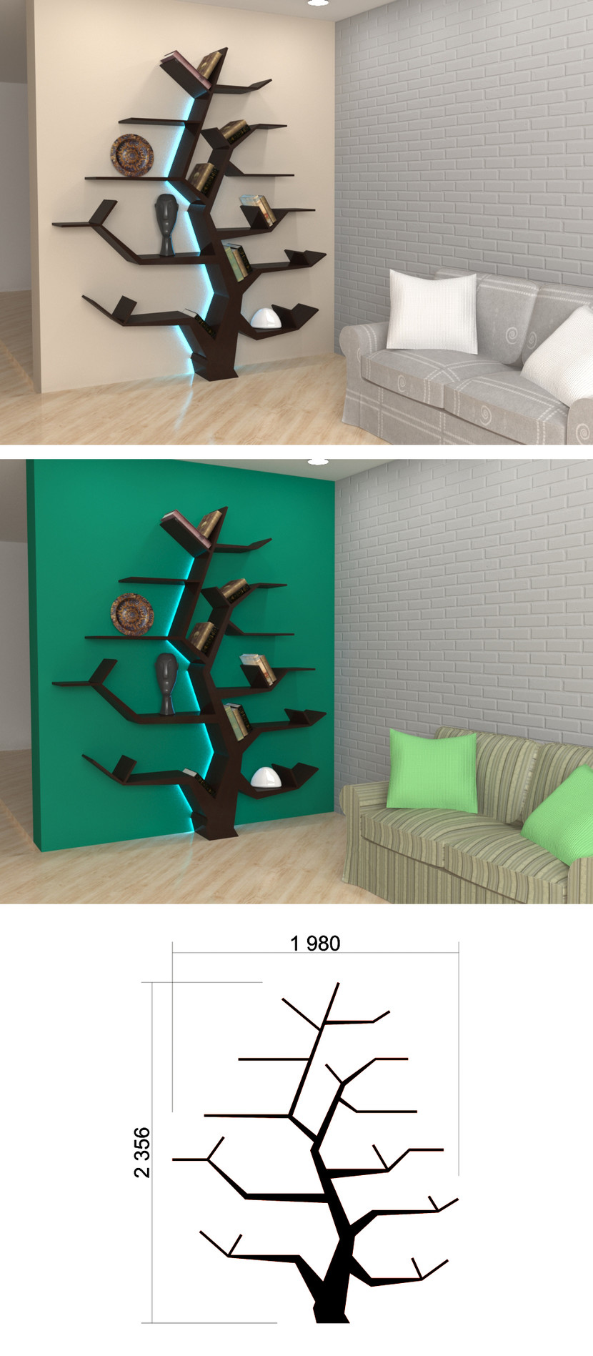 Вариант - Разработка дизайна полки на стену в виде дерева