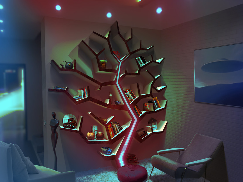 Дерево-полка+ночник... - Разработка дизайна полки на стену в виде дерева