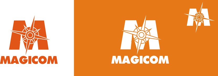 Компас - роза ветров - как символ путешествий - на фоне М. - Логотип для MAGICOM