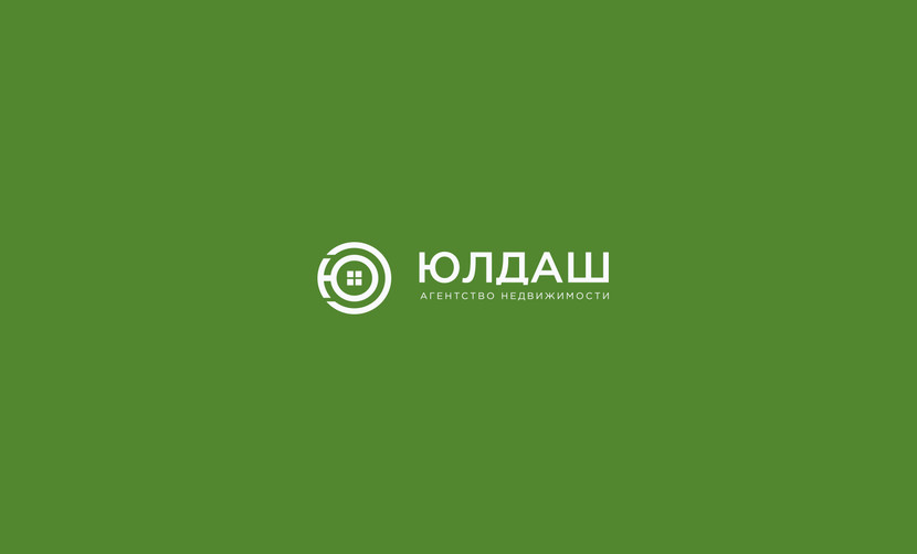 Ю, Спутник и домик по центру - Разработка логотипа для агентства недвижимости