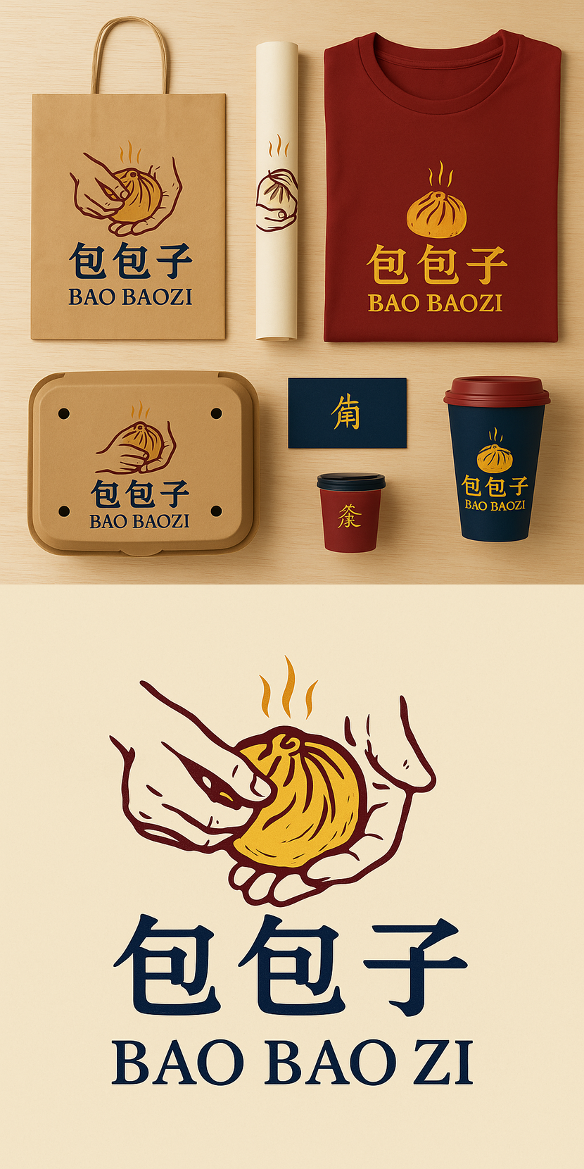 Разработан логотип и фирменный стиль Логотип для китайских закусочных Bao Baozi