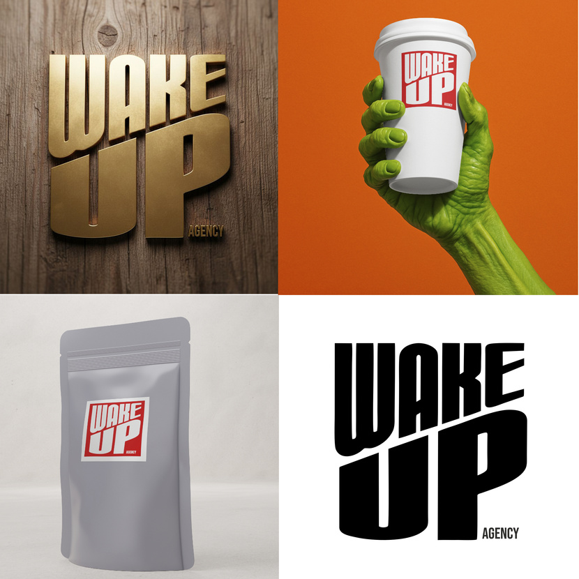 Стильный, минималистичный, современный логотип Wake up Agency Разработка логотипа для event-агентства