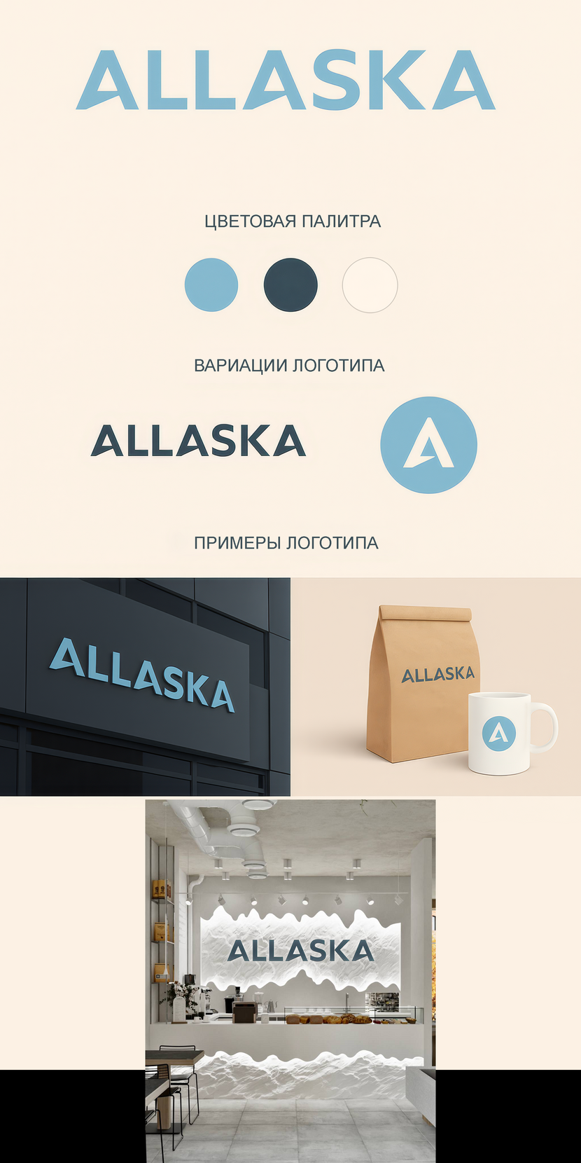 Allaska Logo (Сделал апскейл картинки, дизайн собственный) Разработка логотипа для кафе