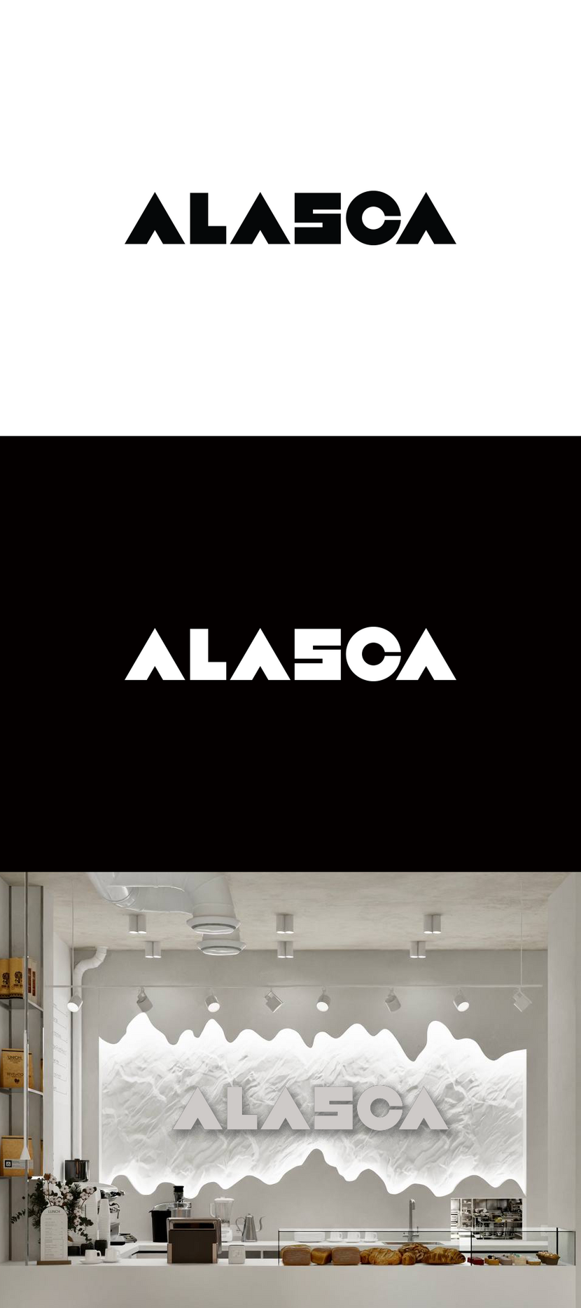 ALASCA... не буду вдаваться в правила английского, но данное написание читается как ALASKA. в орфографии ошибка, но она вам поможет избежать траблы при регистрации. суровый плакатный шрифт+элегантная "С" и плюс тарелочка с ложечкой в контрформе, или чашечка с пенкой... Разработка логотипа для кафе