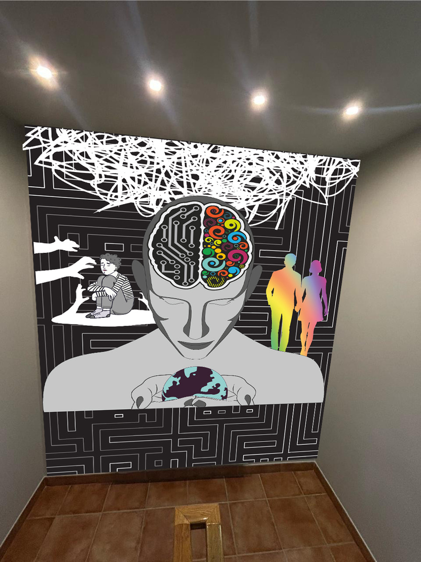 еще варианты Мотивационный рисунок на лестничных пролетах