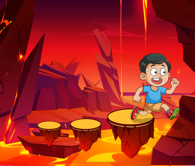 Композиция полностью векторная. Иллюстрирует преодоление сложного пути с помощью барабанов. Мотивационный рисунок на лестничных пролетах