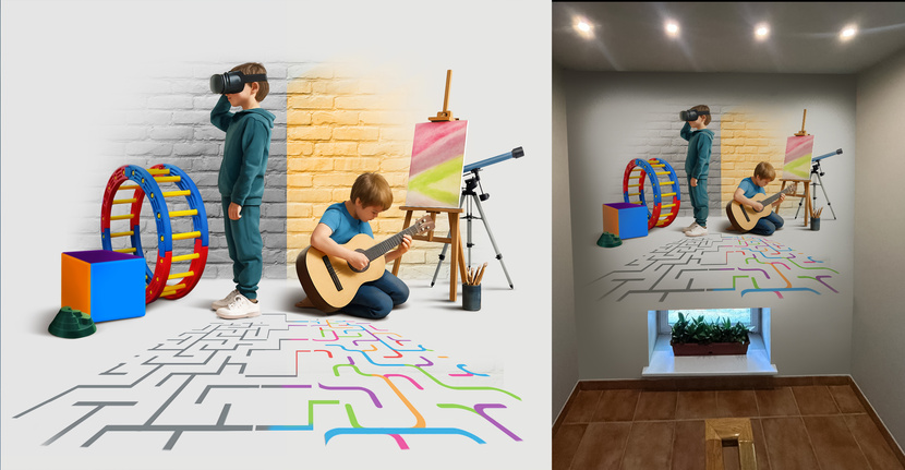 Стилизованная картина. Переход от реабилитации к проявлению жизненных интересов. Мотивационный рисунок на лестничных пролетах