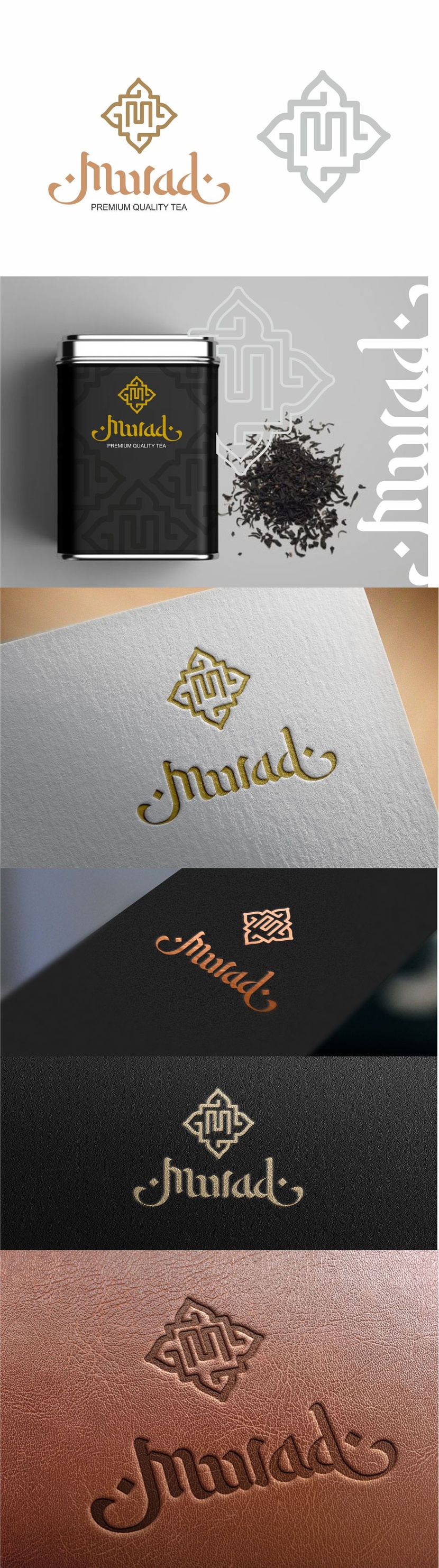 Элитный чай. Элитный лого и леттеринг - Создание премиального логотипа для торговой марки MURAD (чай в подарочной упаковке)