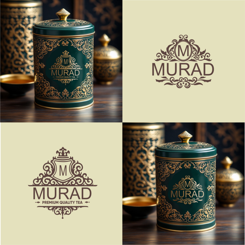 * Создание премиального логотипа для торговой марки MURAD (чай в подарочной упаковке)