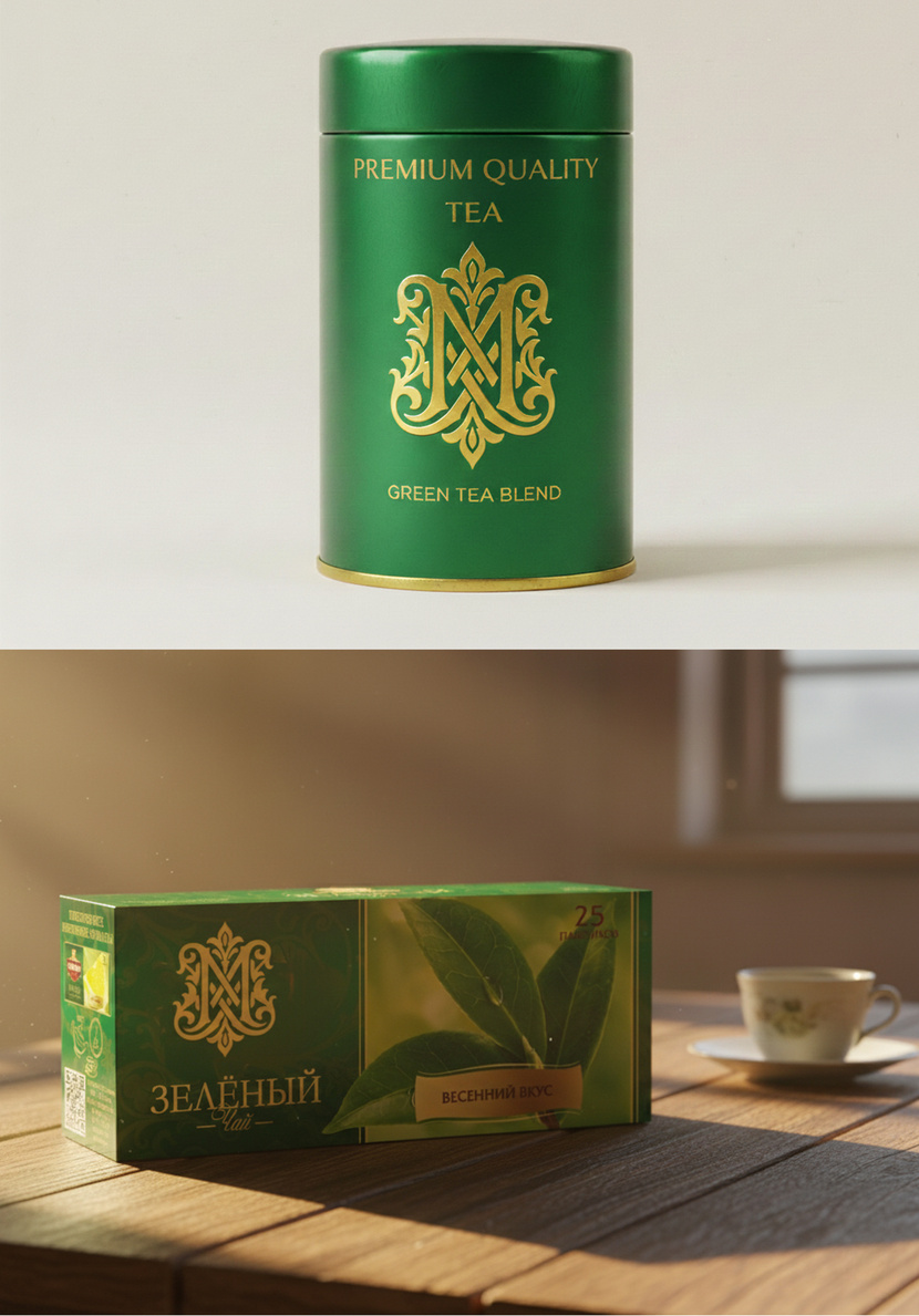 Отчетливо смотрится и при уменьшении изображения, например на лейбле чайного пакетика. Создание премиального логотипа для торговой марки MURAD (чай в подарочной упаковке)