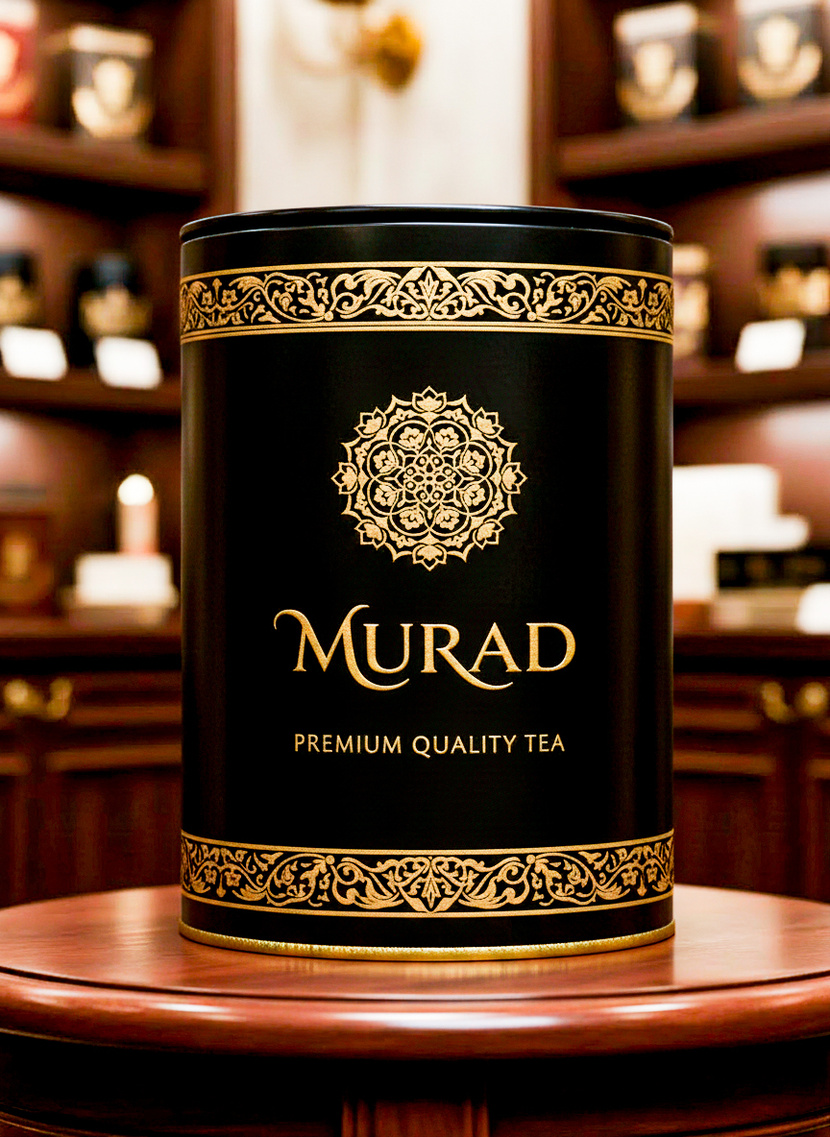 Логотип, который рассказывает историю бренда MURAD без лишних слов. Он создан, чтобы передать атмосферу благородства, традиций и исключительного качества вашего чая. Создание премиального логотипа для торговой марки MURAD (чай в подарочной упаковке)