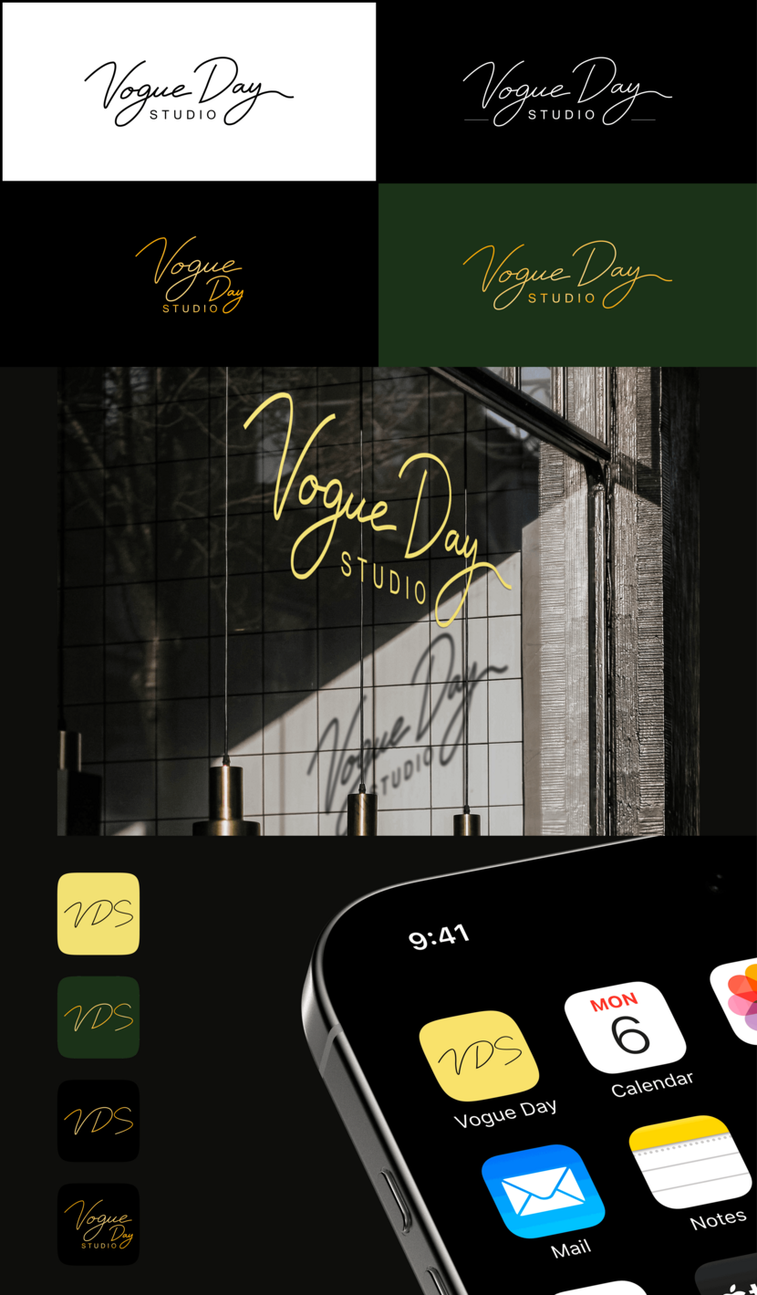 Логотип создан в векторном редакторе. Можно внести любые правки по цветам, размерам и композиции. - Vogue Day Studio