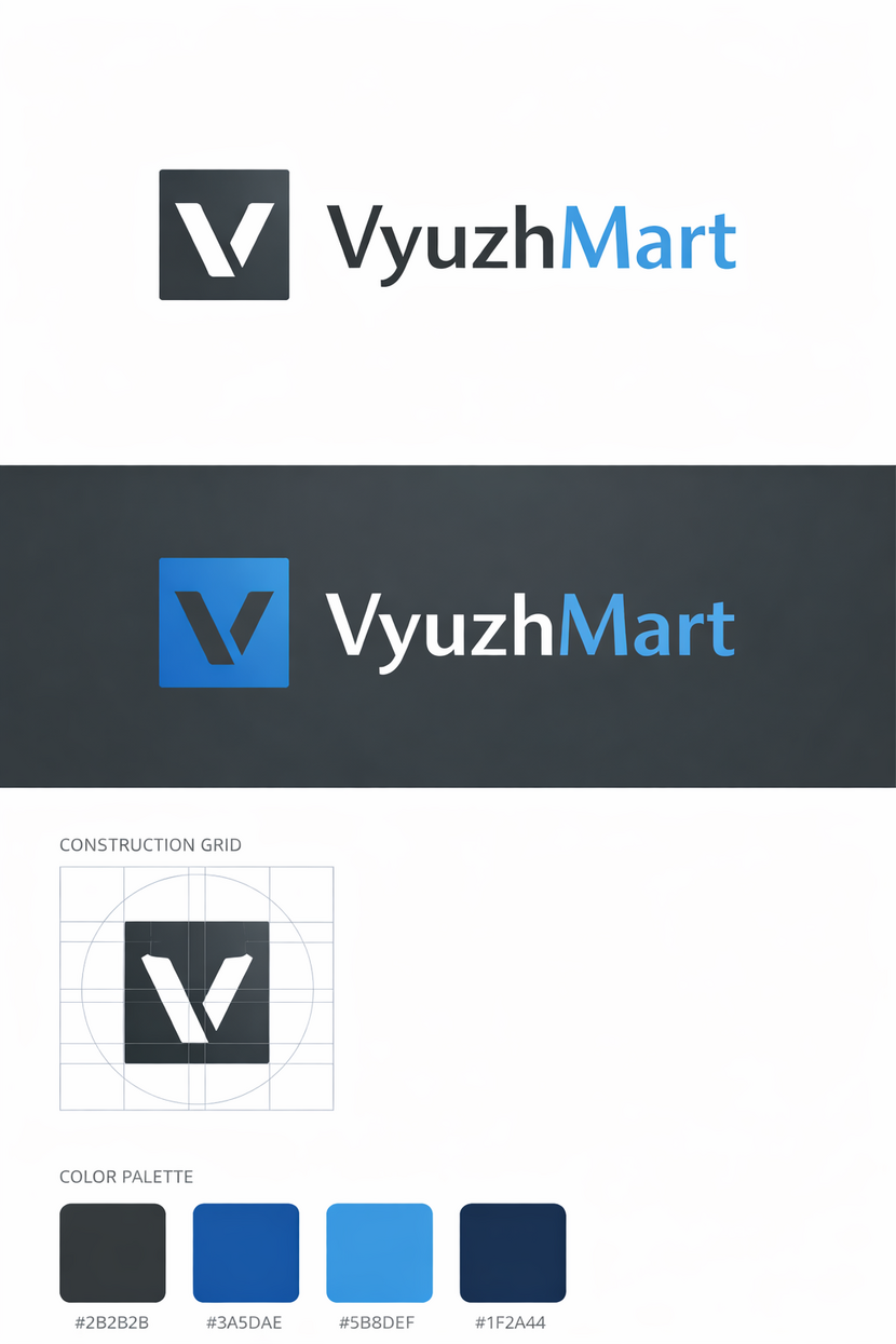 Логотип основан на образе монолита — символа прочности и устойчивости. Внутри формы интегрирована буква V, что делает знак лаконичным и сразу узнаваемым.

Минимализм и строгая геометрия создают образ крупной, надежной компании без лишнего визуального шума.

Почему это сильное решение:

максимально простая и запоминаемая форма
мгновенная ассоциация со стабильностью
отлично работает в любом размере
выглядит как бренд уровня топ-ритейла Разработка логотипа