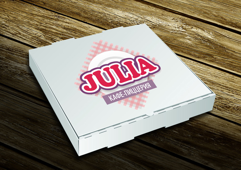 Коробка для пиццы. - Логотип, фирменный стиль кафе-пиццерии "JULIA"