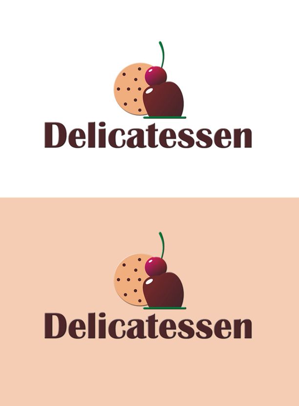 Вариант логотипа с печеньем и конфеткой. - Разработка логотипа для новой линейки продуктов "Delicatessen" для размещения на упаковке