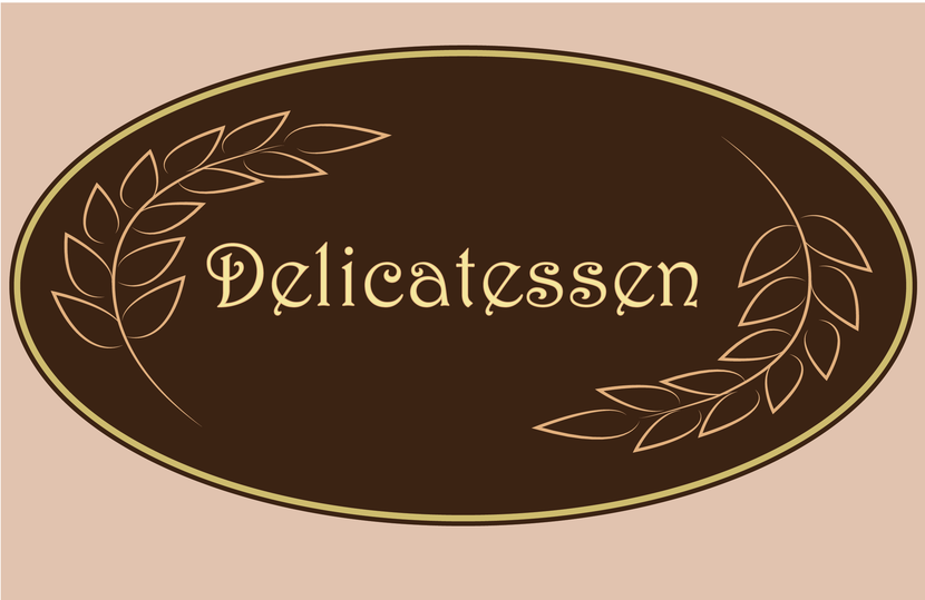 Приятный кофейный цвет, колосья пшеницы как элемент, указывающий на натуральность продукции - Разработка логотипа для новой линейки продуктов "Delicatessen" для размещения на упаковке