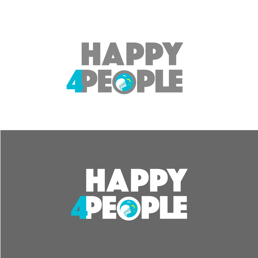 Первоначальный логотип вписанный в шрифтовой вариант, также цифру 4 не иллюстрировала, т.к. уже есть один графический элемент. - Разработать логотип для компании Happy4people (Happy for people)