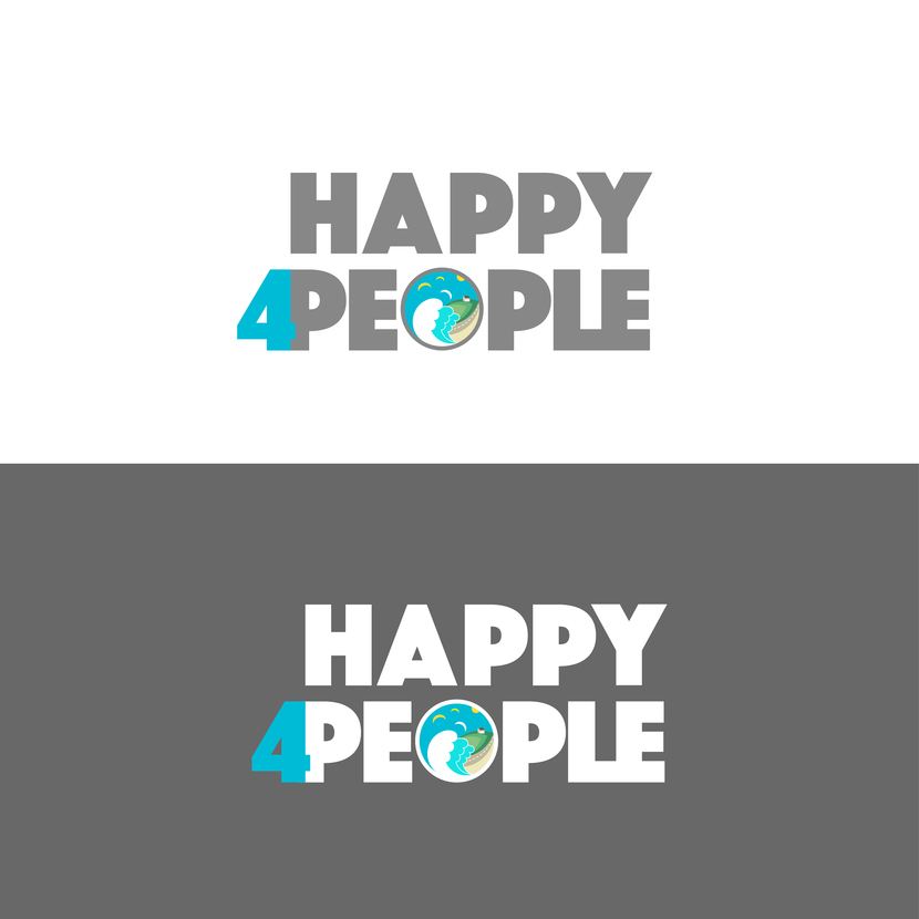 Более детальный лого вписанный в шрифт. - Разработать логотип для компании Happy4people (Happy for people)