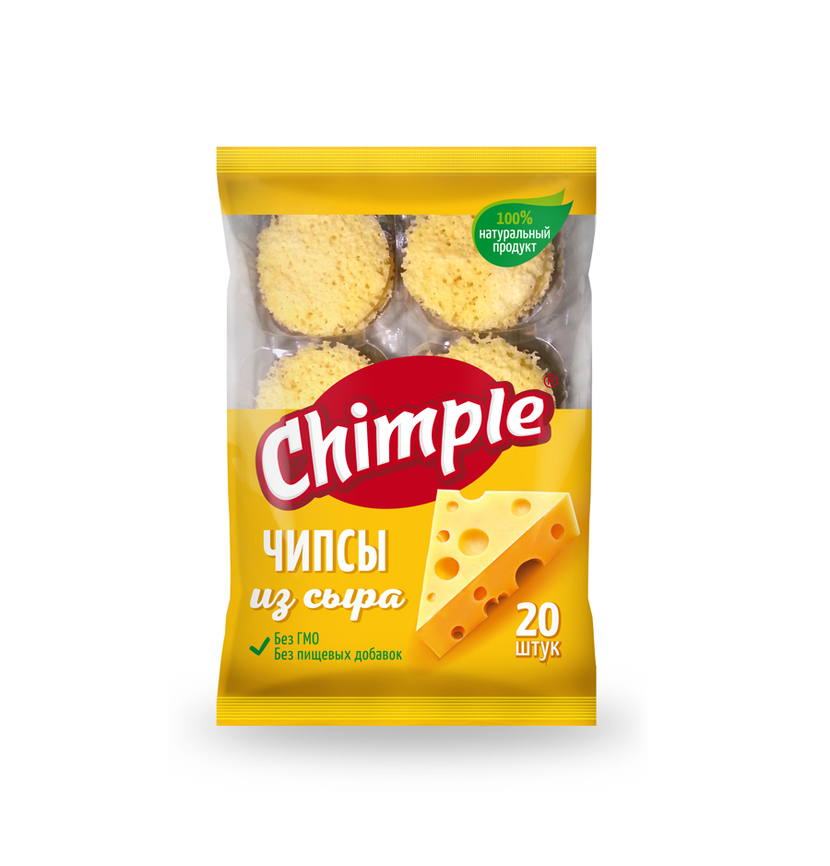 Вариант упаковки для ТМ "CHIMPLE" - Разработка дизайна упаковки чипсов из сыра