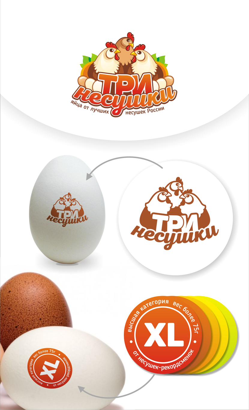 Разработка логотипа и фирменного стиля для нового бренда куриных яиц "Три несушки"  -  автор Марина Потаничева