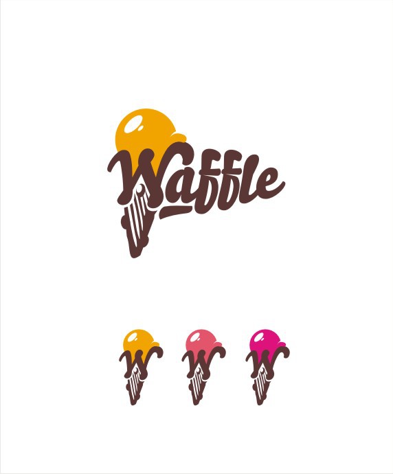 Добрый день! - Разработка логотипа для сети киосков формата стрит-фуд "Waffle", основа меню - вафли.