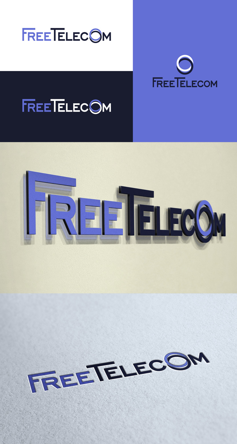 лого FREETELECOM, два варианта логотипа, знак в названии и отдельно - Разработка фирменного стиля компании (логотип, фирменные футболки и кепки,кружки,ручки,бланк компании) и подобрать шрифты для использования компанией