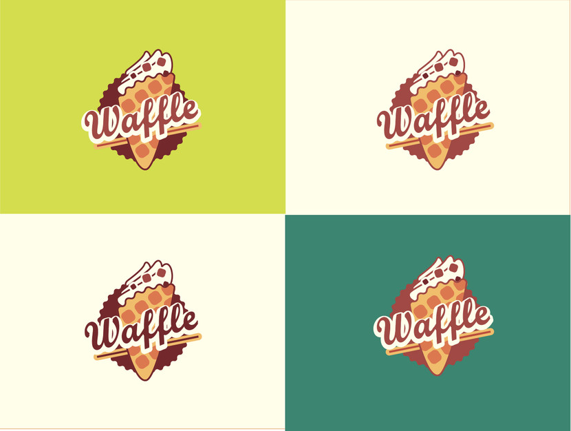 с правильным мороженым) - Разработка логотипа для сети киосков формата стрит-фуд "Waffle", основа меню - вафли.