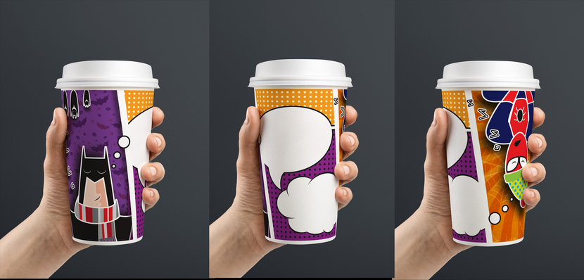 вид - Дизайн бумажного стакана для кофе на вынос