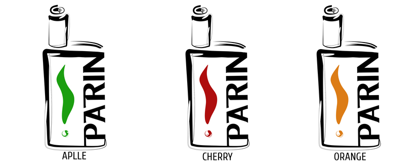 Цвет используется для отображения ароматических различий. - Разработать логотип для жидкости "Parin" для электронных VAPE-испарителей