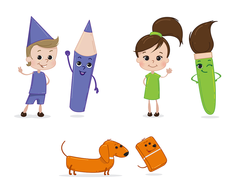 с собачкой - Отрисовка персонажей для детского развивающего мультфильма