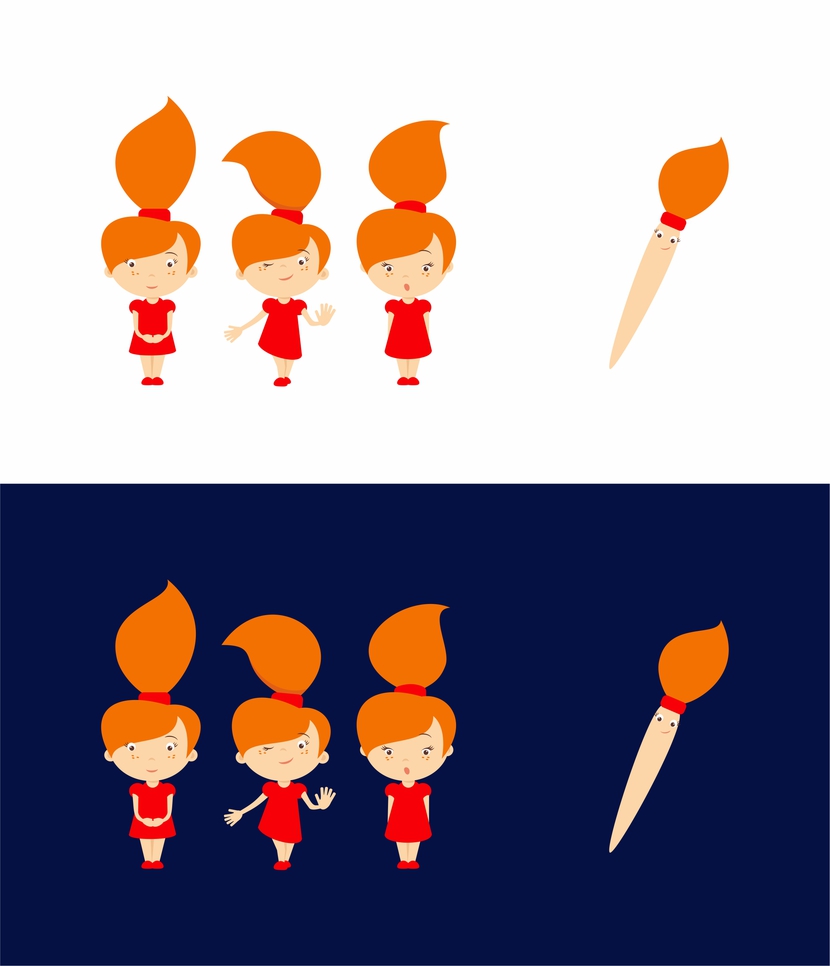 кисточка - Отрисовка персонажей для детского развивающего мультфильма