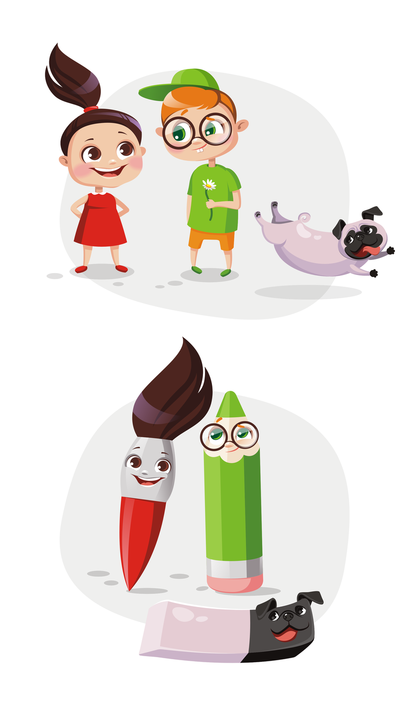 Все вместе) - Отрисовка персонажей для детского развивающего мультфильма