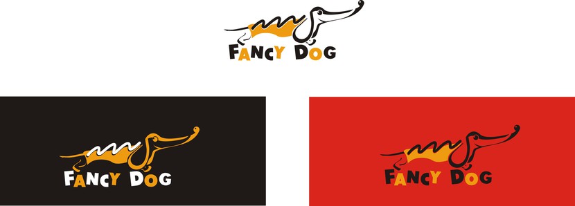 Вариант цвета. - Разработка логотипа для сети кафе формата стрит-фуд "FANCY DOG", основа меню - хотдоги.