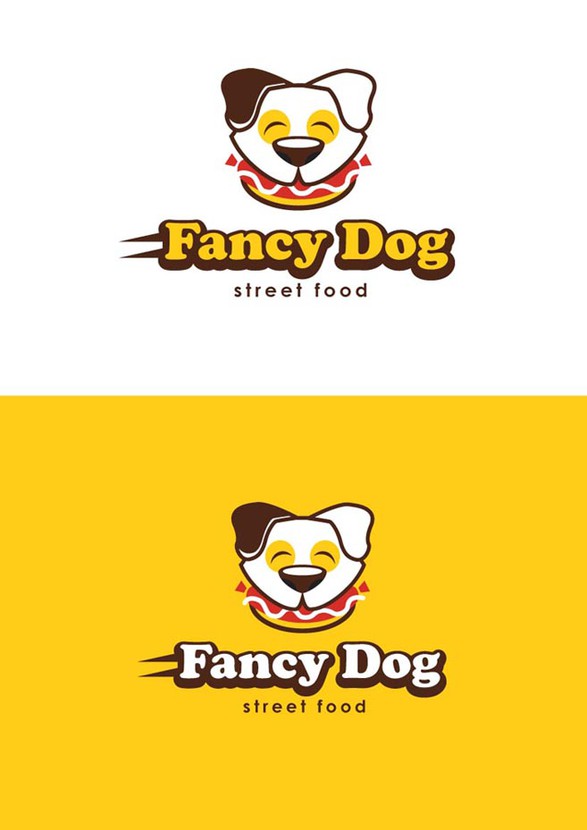 лого - Разработка логотипа для сети кафе формата стрит-фуд "FANCY DOG", основа меню - хотдоги.