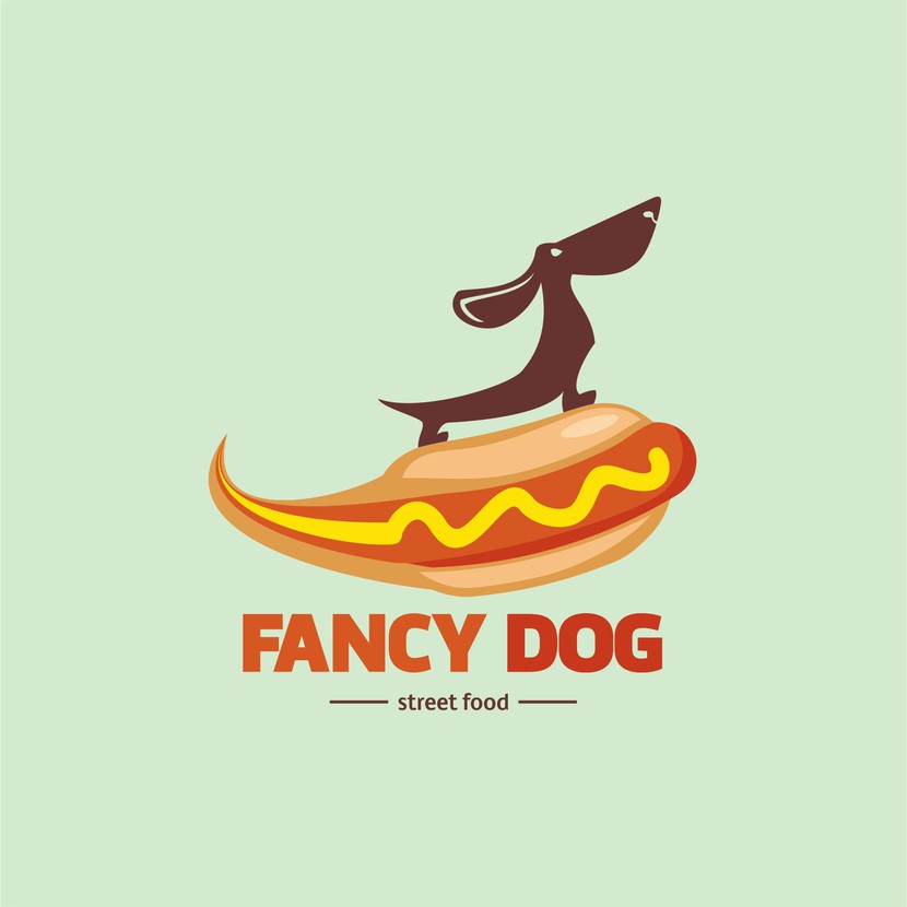 Одиночный вариант - Разработка логотипа для сети кафе формата стрит-фуд "FANCY DOG", основа меню - хотдоги.