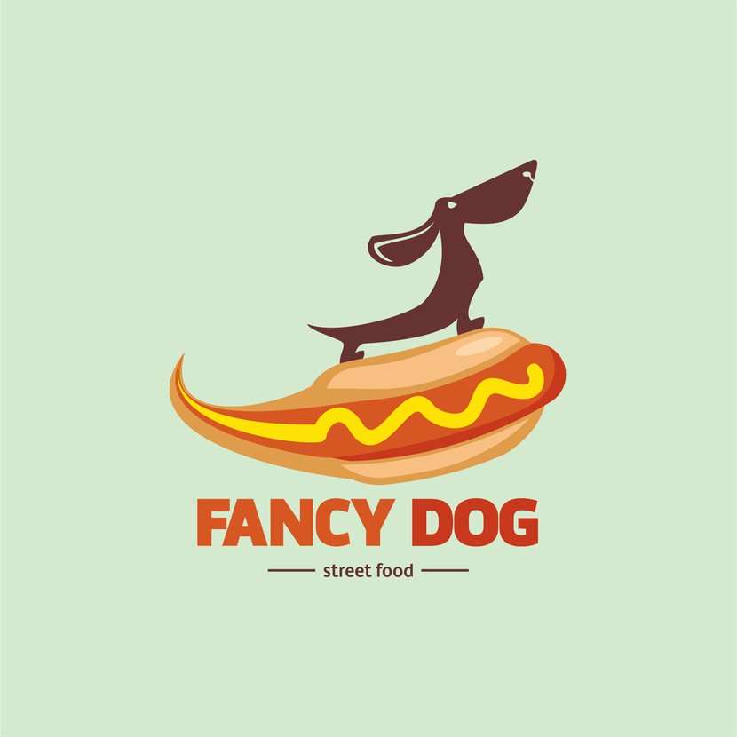 Одиночный вариант - Разработка логотипа для сети кафе формата стрит-фуд "FANCY DOG", основа меню - хотдоги.