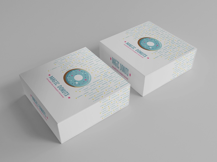 Коробочка - Разработка фирменного стиля для производителя пончиков Magic Donuts