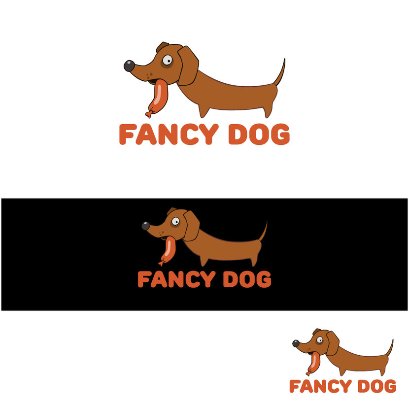 Логотип- Fancy Dog! - Разработка логотипа для сети кафе формата стрит-фуд "FANCY DOG", основа меню - хотдоги.